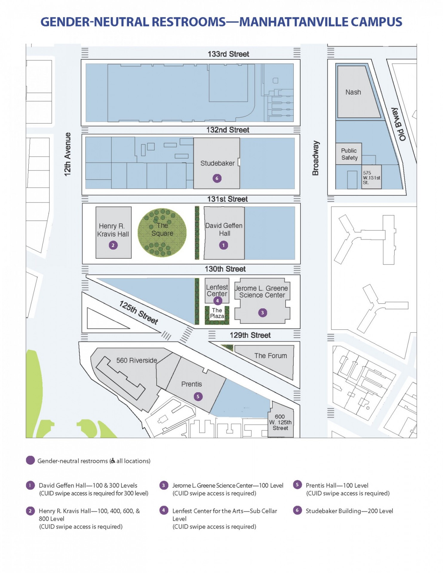 A thumbnail of the Manhattanville campus gender-neutral restroom map.